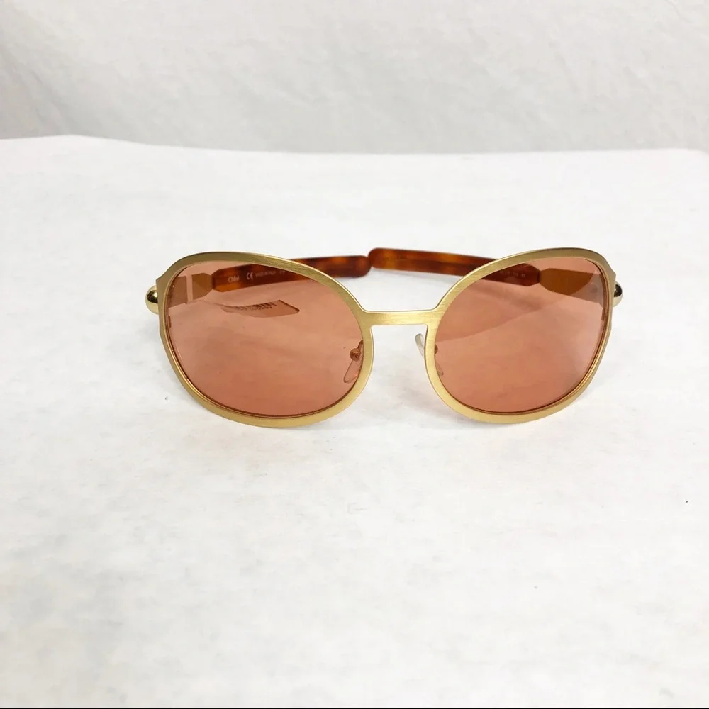 NEW Chloe Coral Oval Sunglasses, Coral Gold